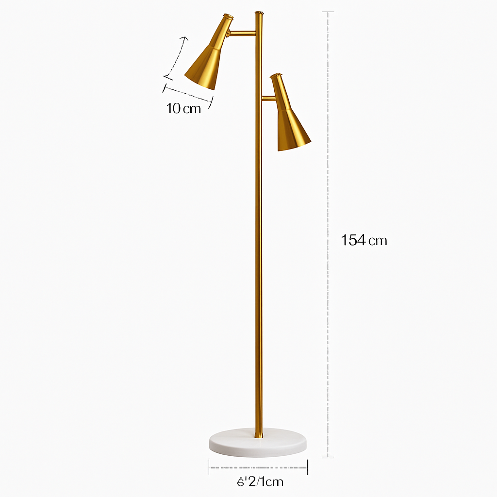 lampadaire à double led doré style vintage en marbre
