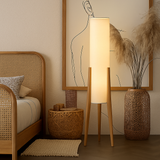 Lampadaire en bois massif Art nordique Simple abat-jour moderne tissu chambre salon décor lecture restaurant salon standin