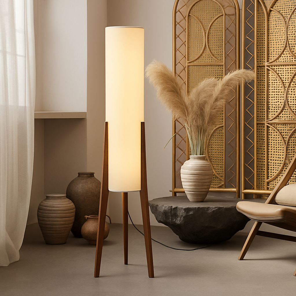 Lampadaire en bois massif Art nordique Simple abat-jour moderne tissu chambre salon décor lecture restaurant salon standin