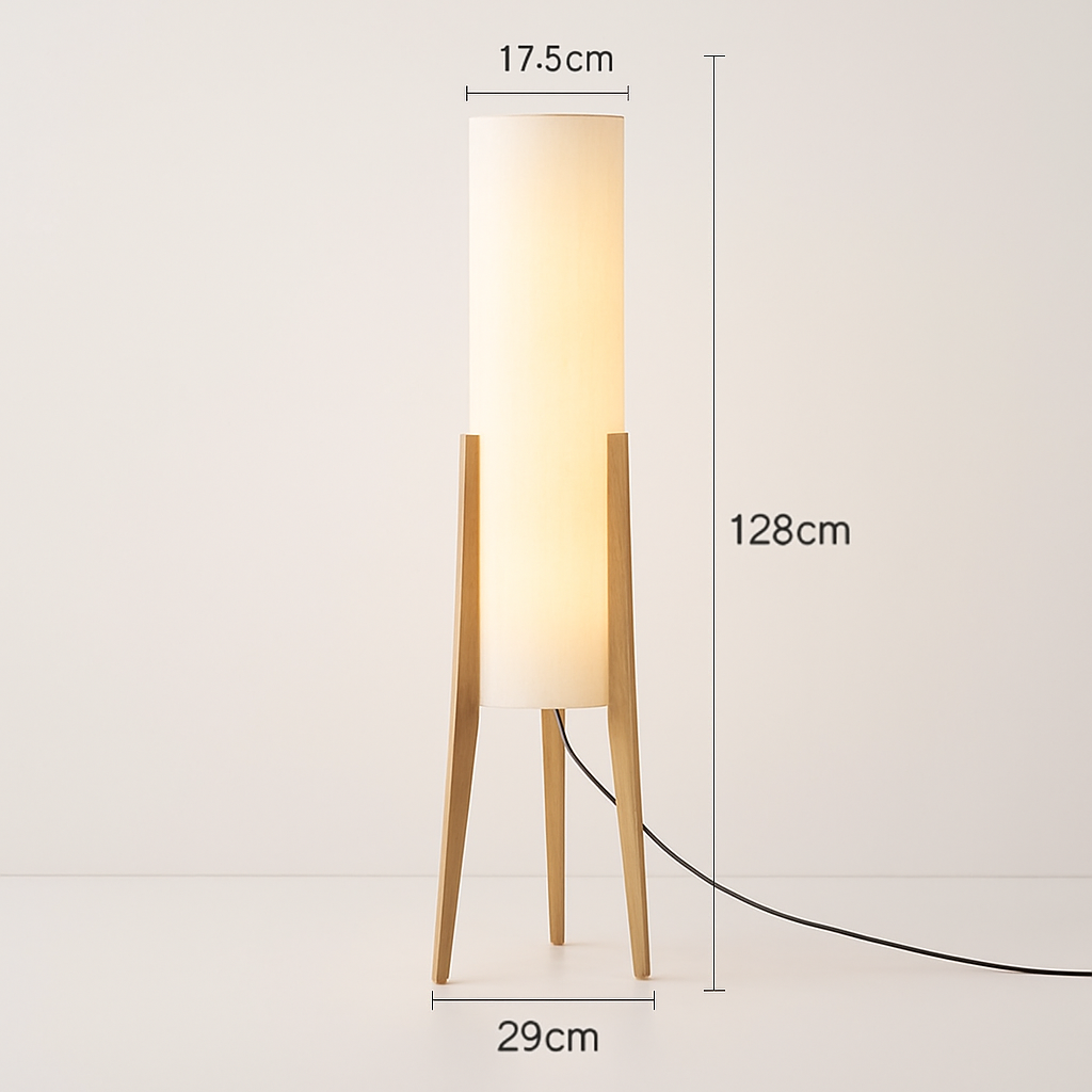 Lampadaire en bois massif Art nordique Simple abat-jour moderne tissu chambre salon décor lecture restaurant salon standin