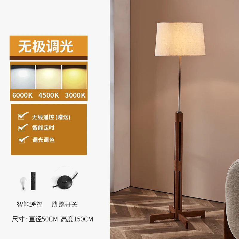 lampadaire en bois massif style wabi-sabi zen art lumineux