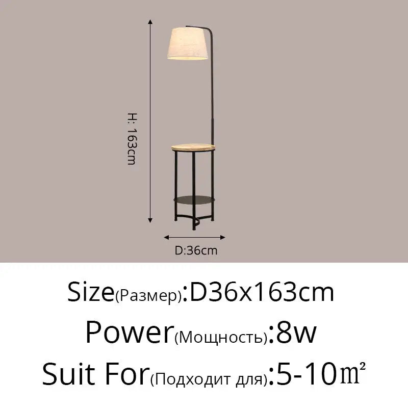 lampadaire en bois style européen avec plateau de rangement