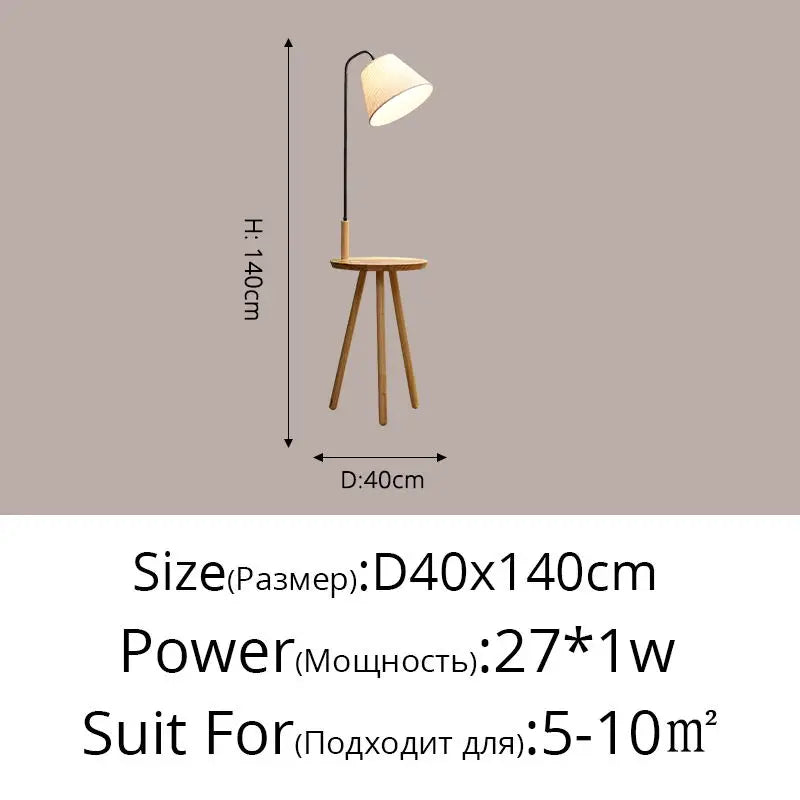 lampadaire en bois style européen avec plateau de rangement