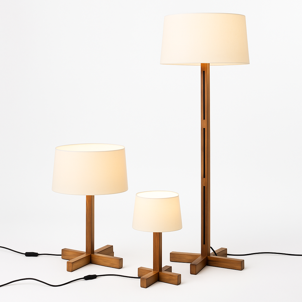 lampadaire en bois style wabi sabi pour décoration intérieure moderne