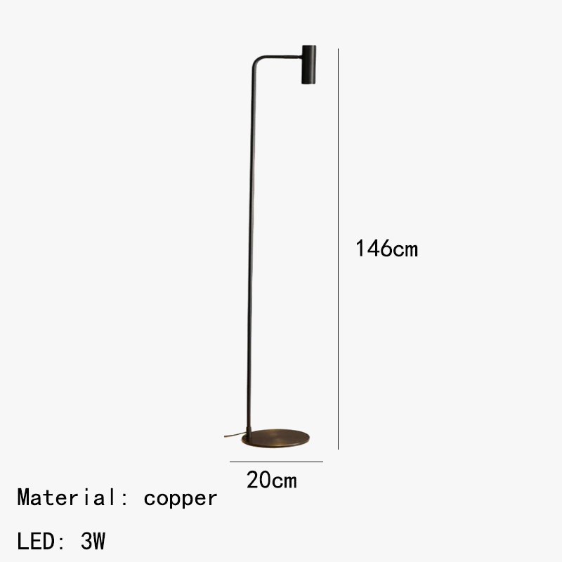 lampadaire en laiton minimaliste rotatif avec 3 gradations