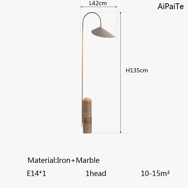 Lampadaire en marbre et pierre réglable