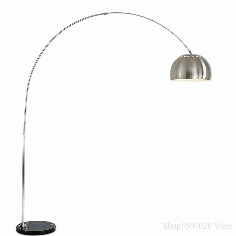Lampadaire en marbre nordique pliant Arc rotatif argent lampadaires d'étude pour salon chambre déco éclairage lampadaire en bois