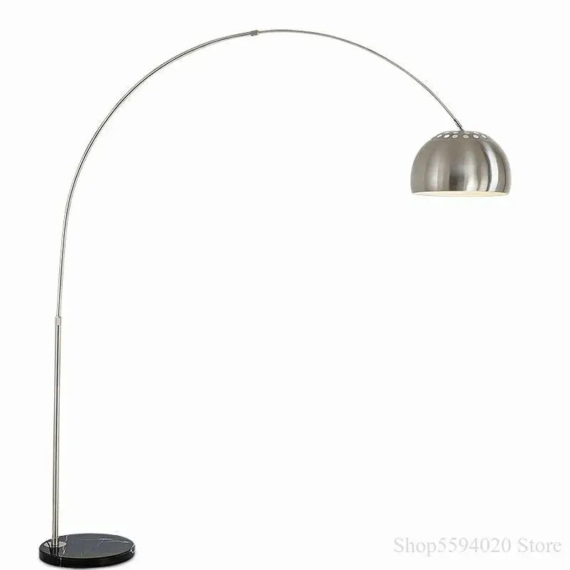 Lampadaire en marbre nordique pliant Arc rotatif argent lampadaires d'étude pour salon chambre déco éclairage lampadaire en bois
