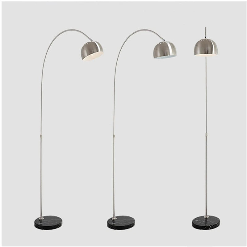 Lampadaire en marbre nordique pliant Arc rotatif argent lampadaires d'étude pour salon chambre déco éclairage lampadaire en bois