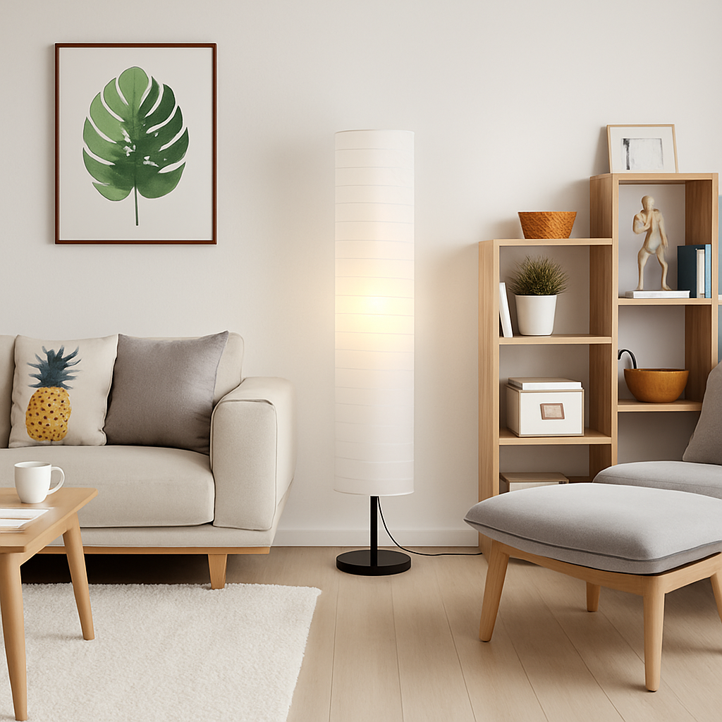 lampadaire en papier design scandinave pour intérieur élégant