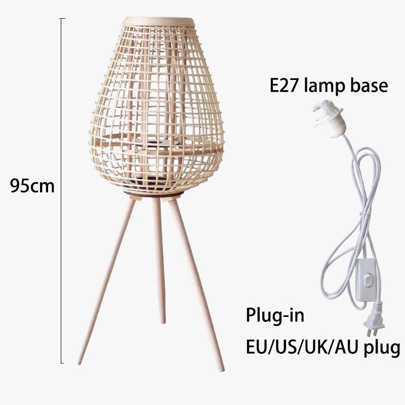 lampadaire en rotin avec chandelier et bougie électronique décorative