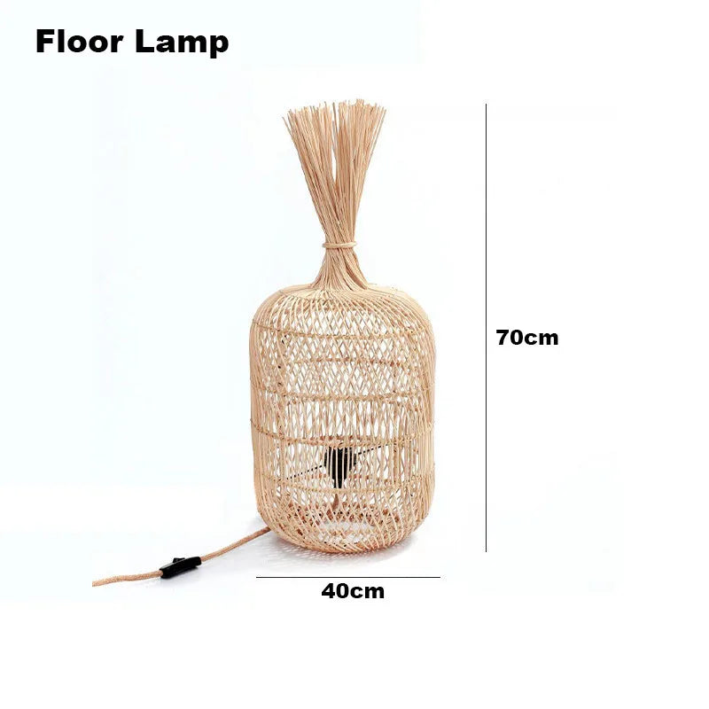 Lampadaire en rotin style Vintage nostalgique Simple