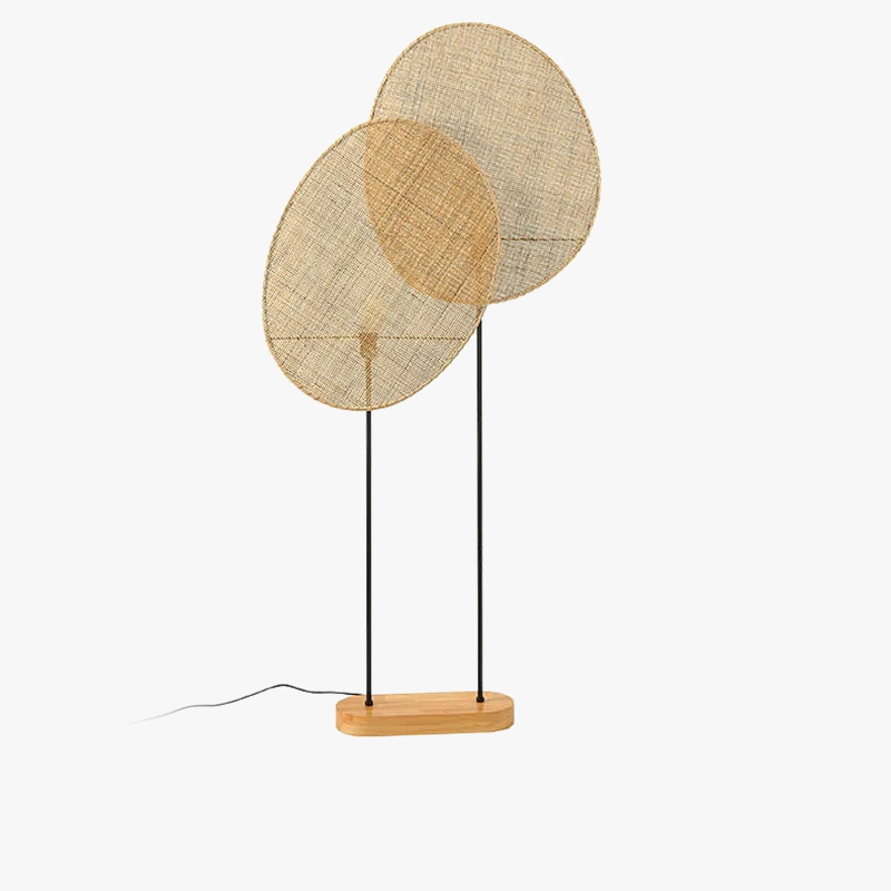 lampadaire en rotin tissé style asiatique pour intérieur moderne