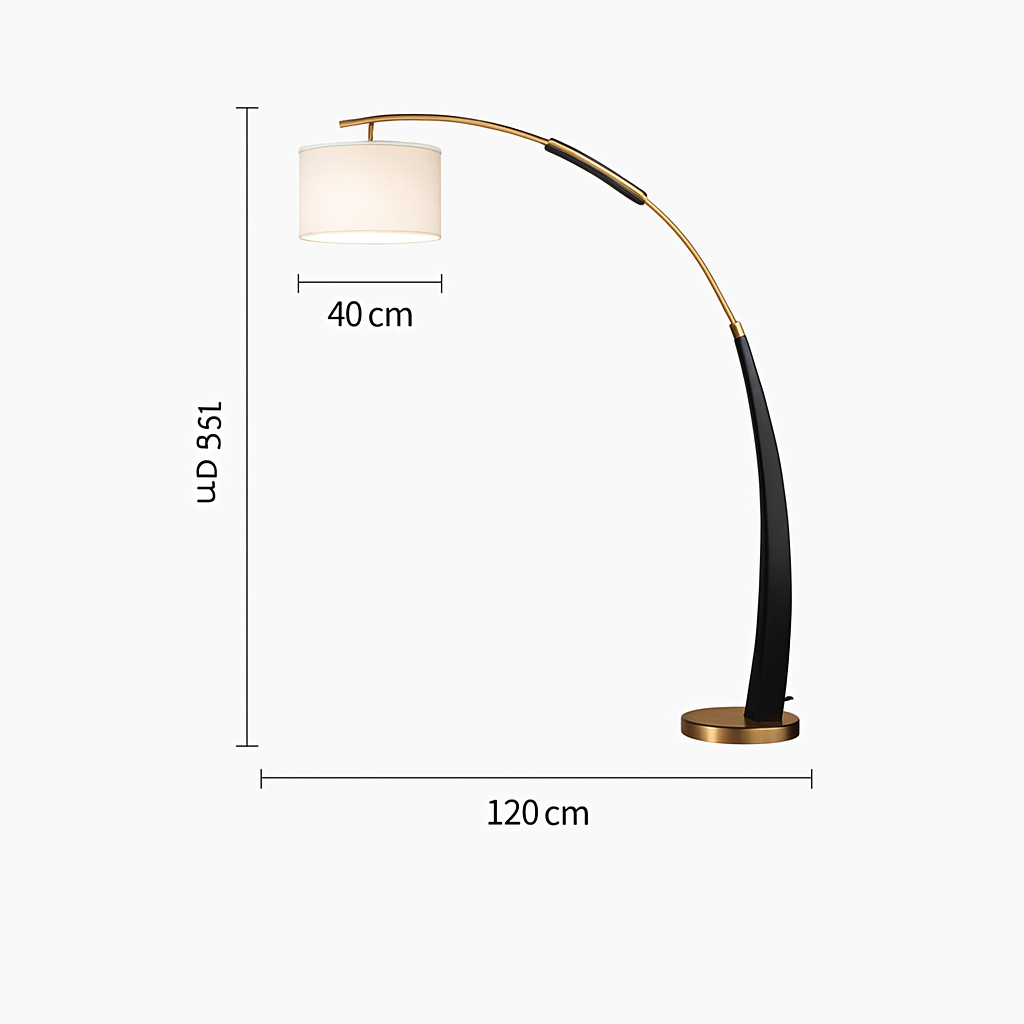 lampadaire en tissu à bras long sur pied en métal
