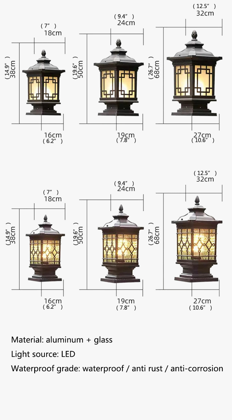 lampadaire extérieur classique éclairage led étanche pour jardin rétro