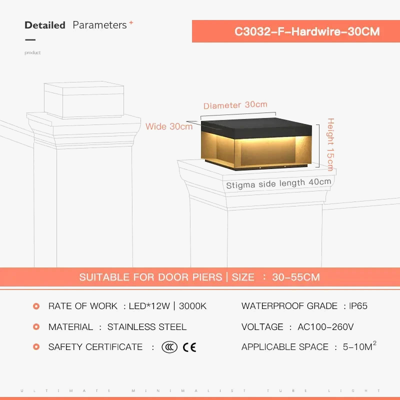 lampadaire extérieur étanche pour clôture et porte paysage
