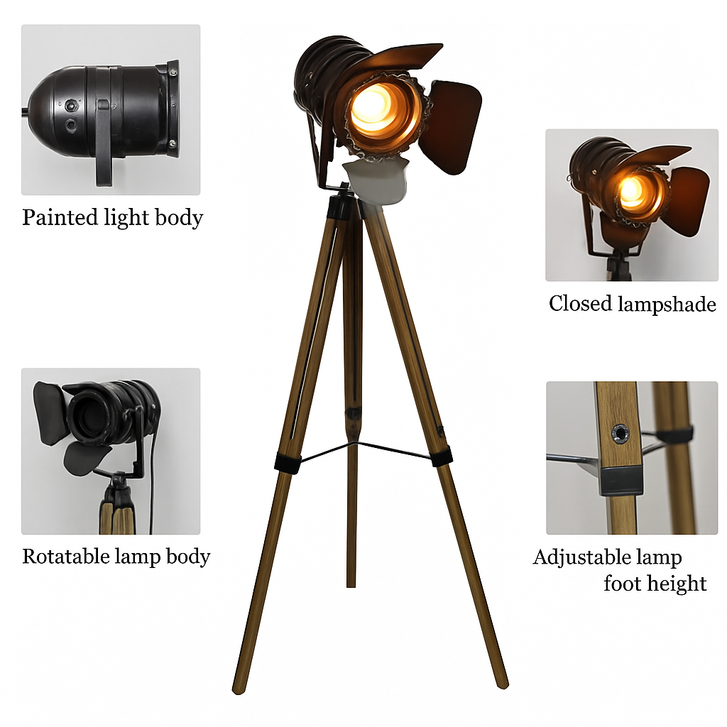 Lampadaire industriel Loft américain rustique Vintage lampadaires pour salon bureau étude éclairage noir rouge LED bois