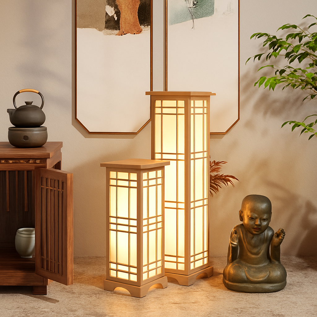 lampadaire japonais en bois pour un éclairage décoratif intérieur