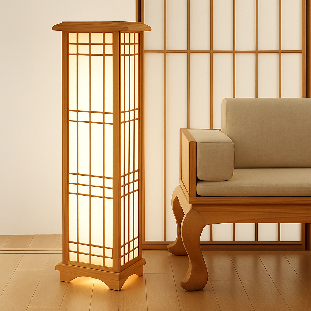 lampadaire japonais en bois pour un éclairage décoratif intérieur