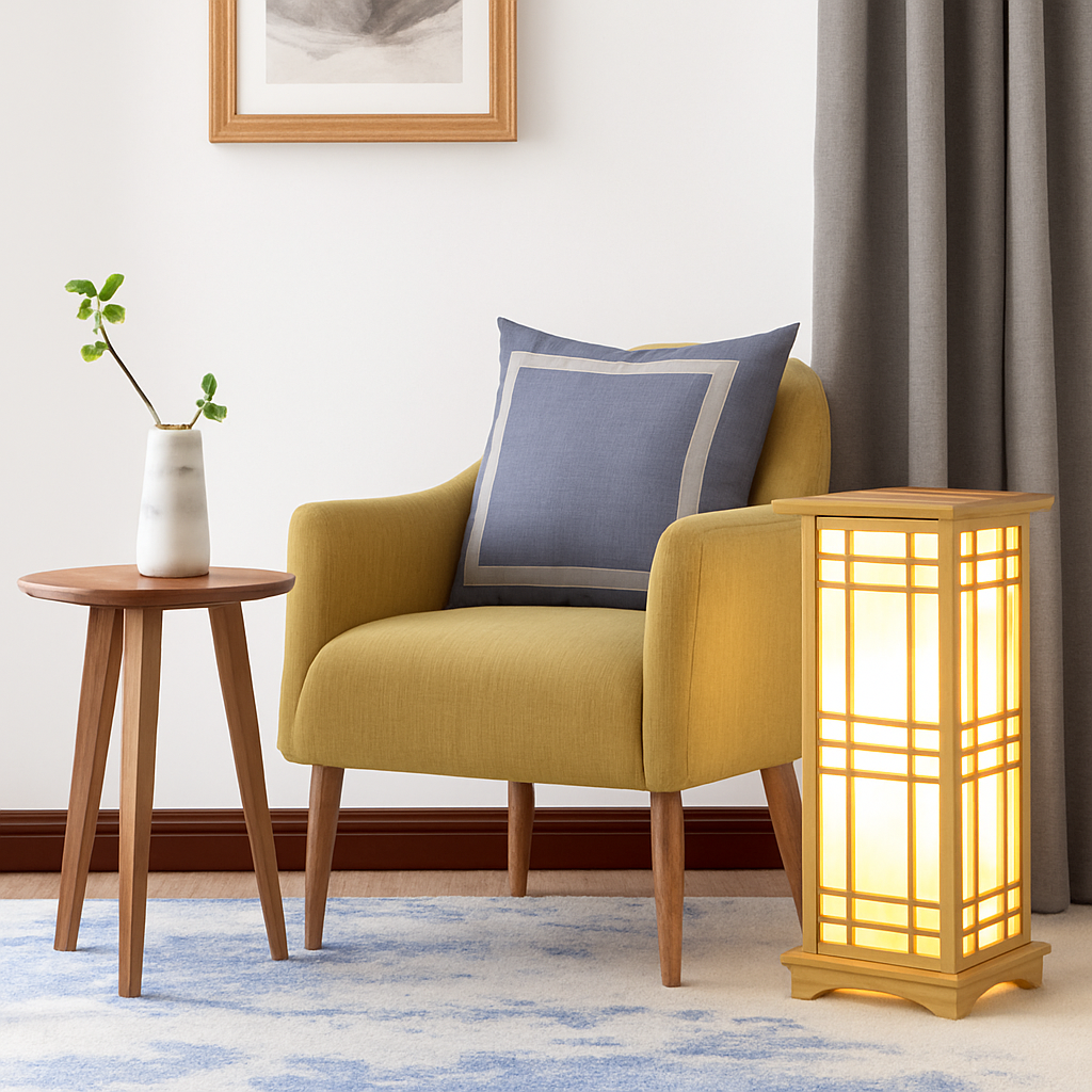 lampadaire japonais en bois pour un éclairage décoratif intérieur