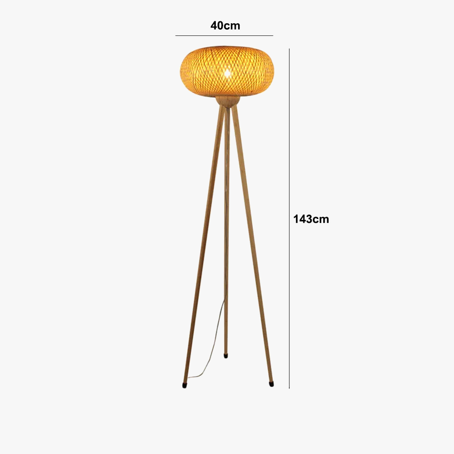 lampadaire japonais retro art en bambou pour intérieur élégant