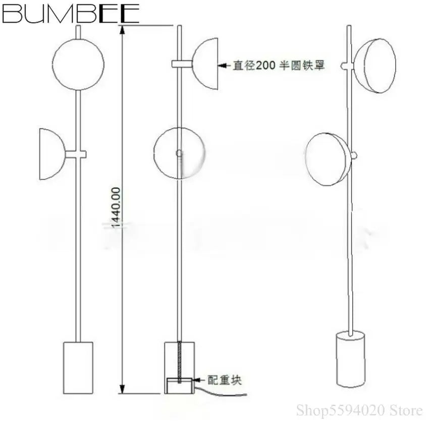lampadaire led au sol en bois style loft européen
