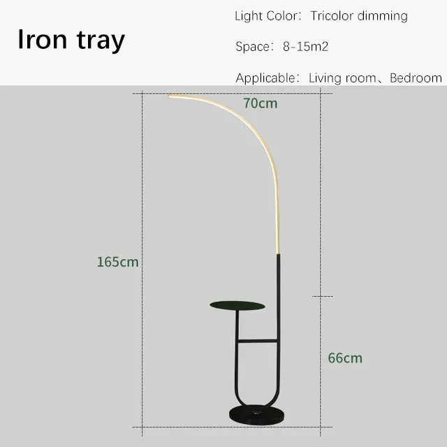 lampadaire à led avec rangement design minimaliste pour lecture et détente