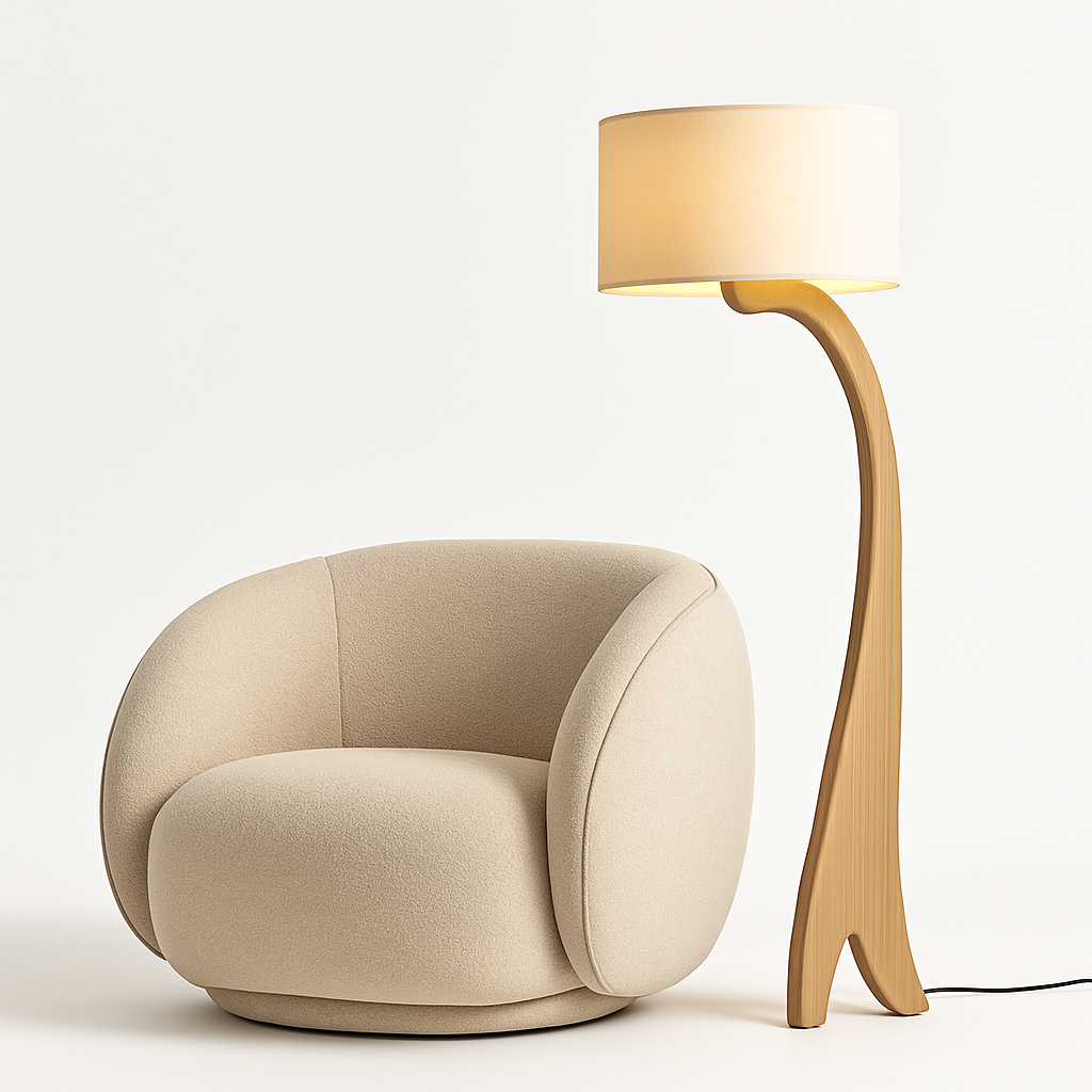 Lampadaire Led en bois au Design moderne