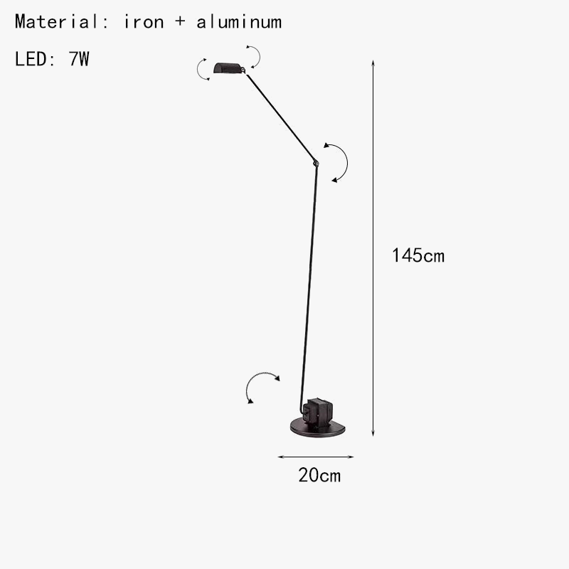 lampadaire led minimaliste long bras métal prise adaptée