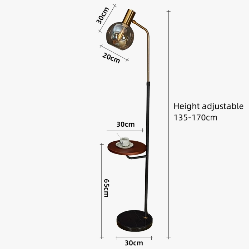 Lampadaire LED moderne ambre verre marbre Base bois pour salon chambre lecture éclairage E27 ampoule
