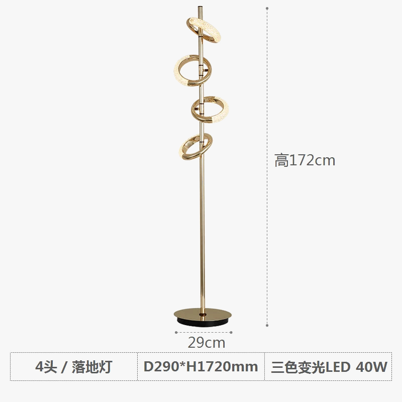 lampadaire led moderne en fer acrylique pour décoration intérieure