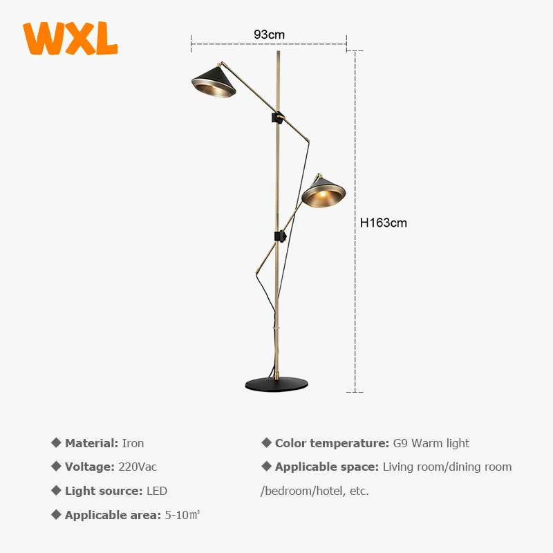 lampadaire led scandinave moderne double réglable pour intérieur