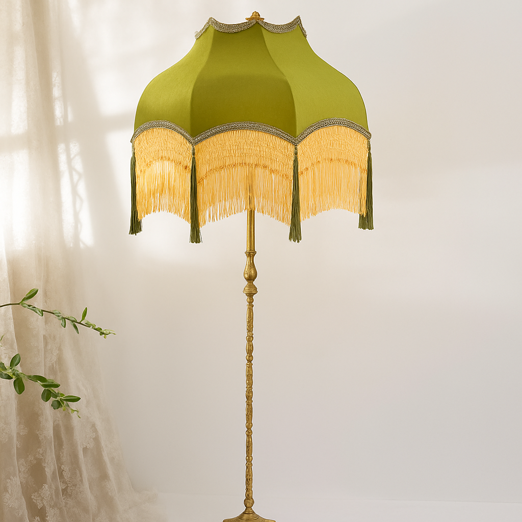Lampadaire LED vintage cuivre français d'angle