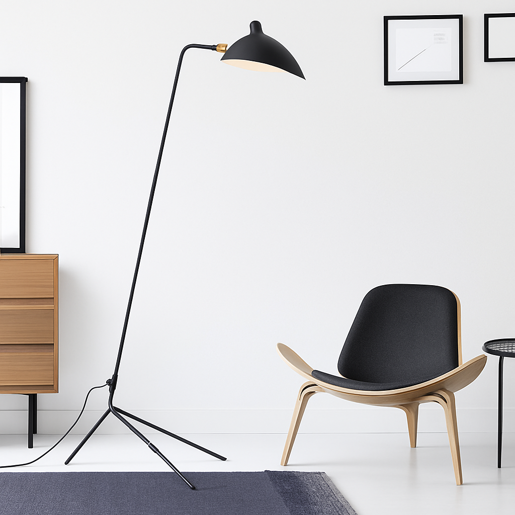 lampadaire minimaliste en métal avec abat-jour rotatif
