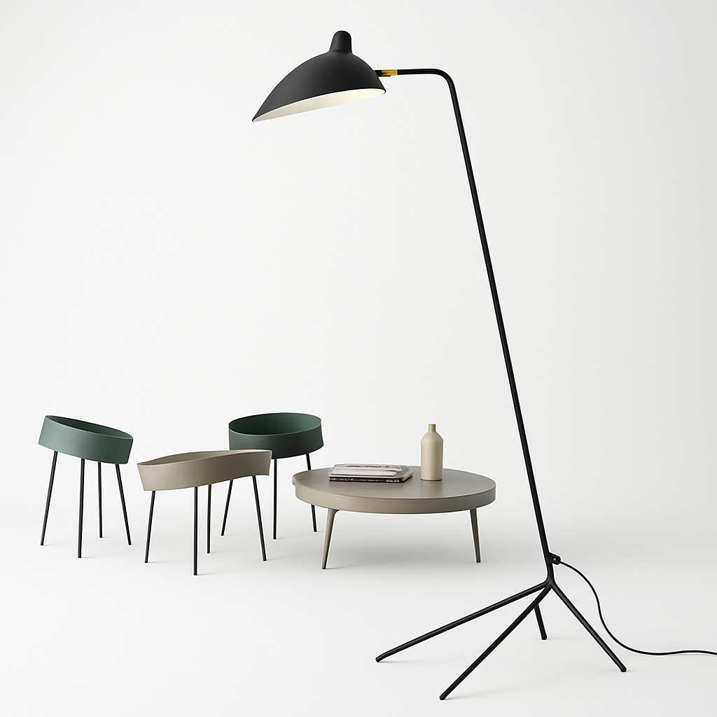 lampadaire minimaliste en métal avec abat-jour rotatif