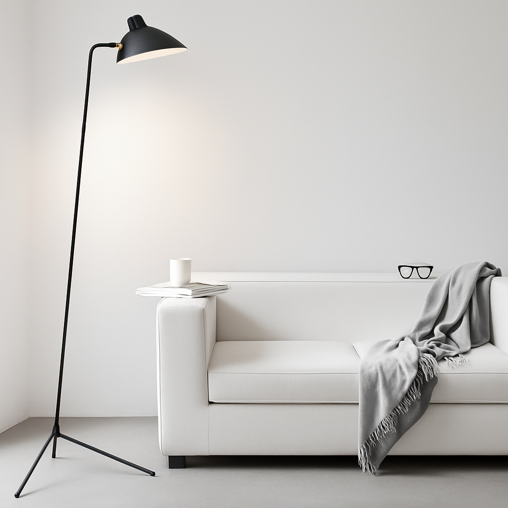 lampadaire minimaliste en métal avec abat-jour rotatif