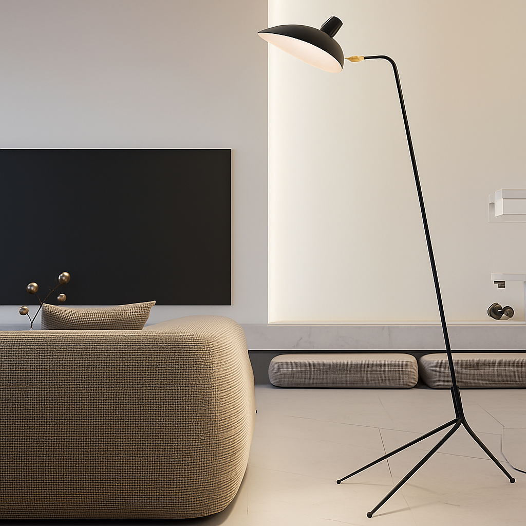 lampadaire minimaliste en métal avec abat-jour rotatif