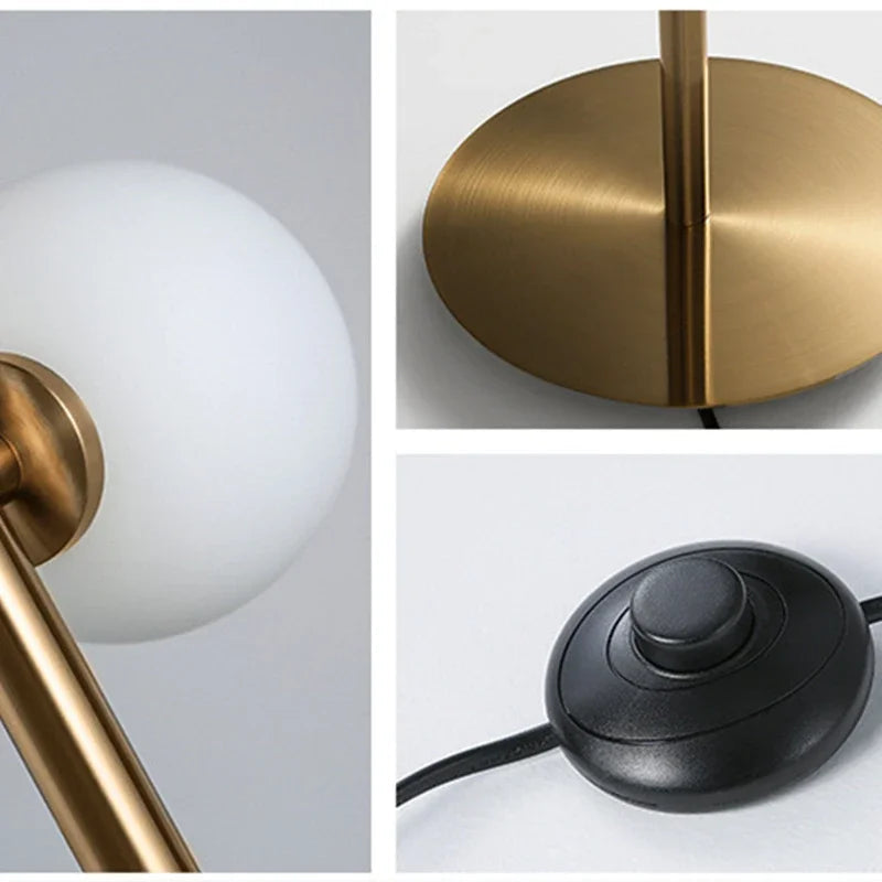 lampadaire moderne en verre doré pour décoration intérieure nordique
