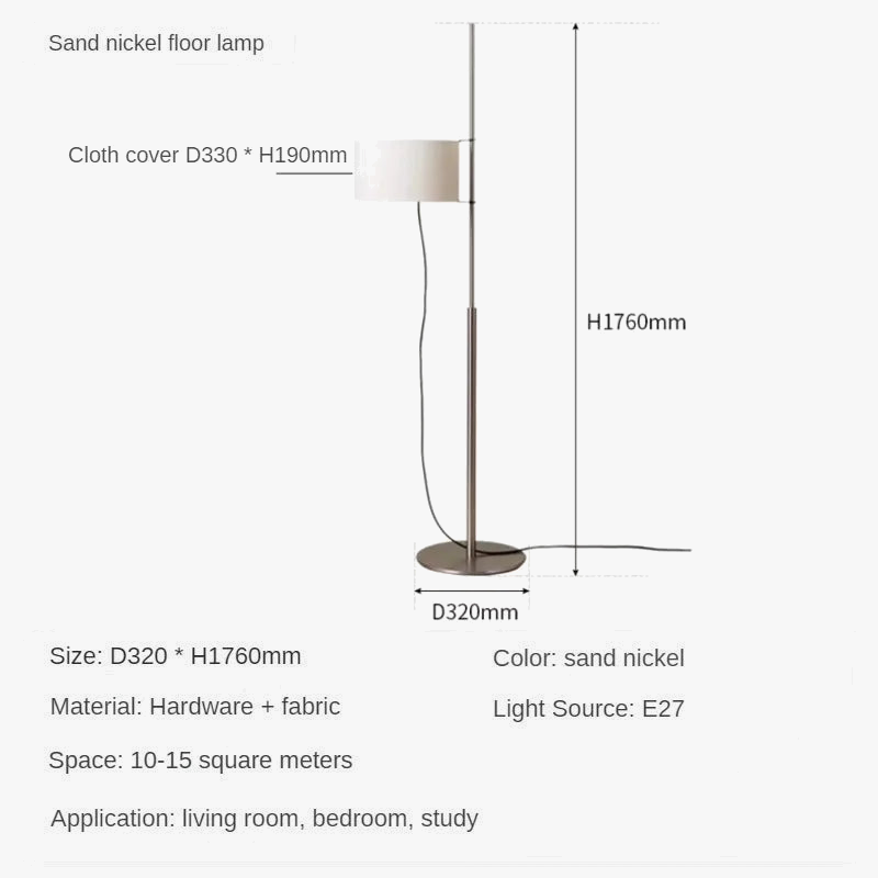 lampadaire moderne minimaliste avec abat-jour en tissu rétro