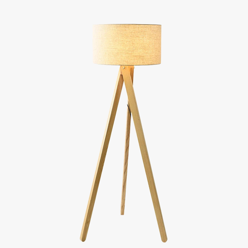 lampadaire nordique en bois massif avec interrupteur à pied lumineux