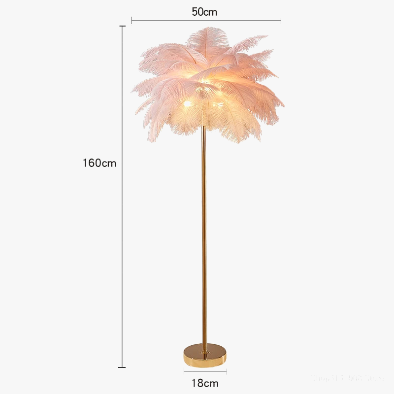 lampadaire nordique en plumes d'autruche avec éclairage led