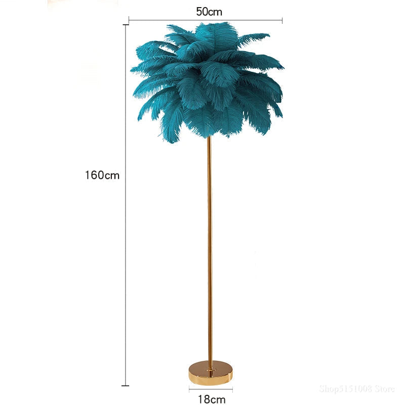 lampadaire nordique en plumes d'autruche avec éclairage led