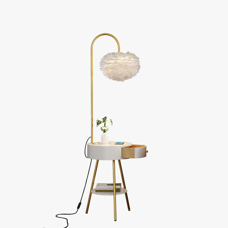 lampadaire nordique en plumes pour décoration intérieure élégante