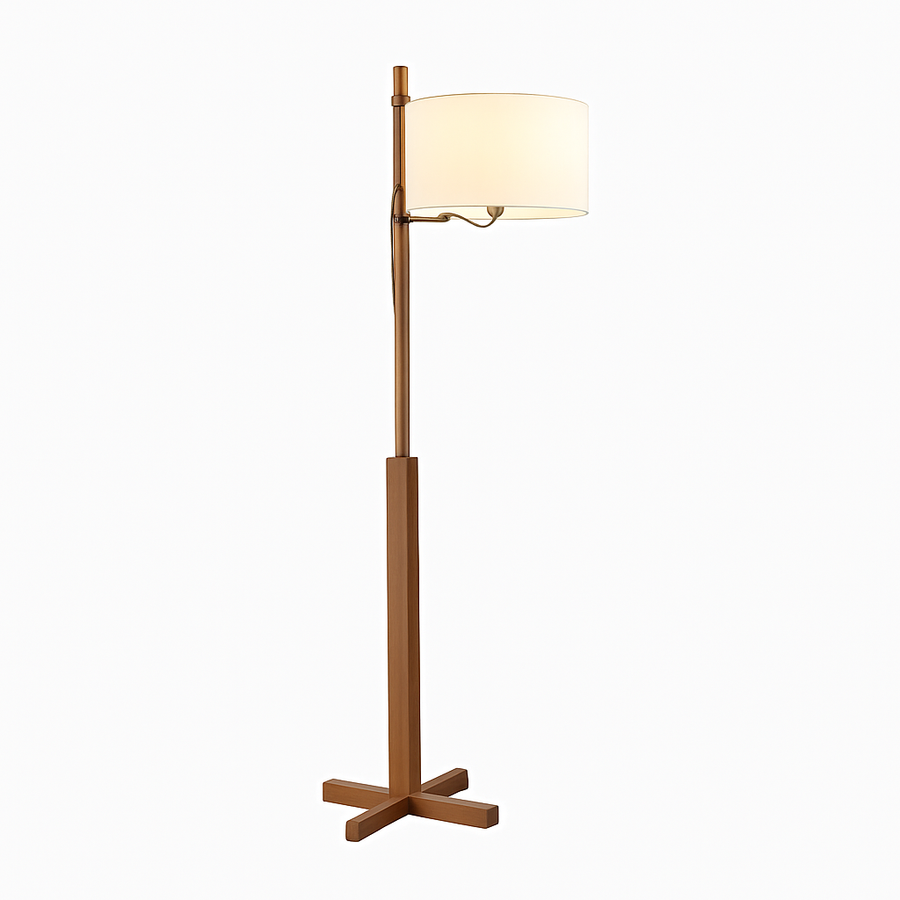 Lampadaire Nordique Wabi Sabi En Bois Massif Tissu Abat-Jour Led Salon Chambre Décor À La Maison Canapé Coin Lampe Sur Pied
