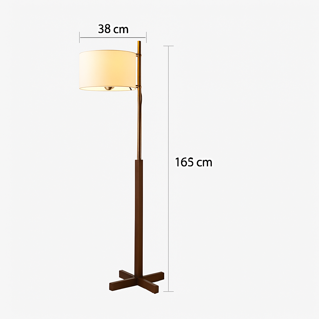 Lampadaire Nordique Wabi Sabi En Bois Massif Tissu Abat-Jour Led Salon Chambre Décor À La Maison Canapé Coin Lampe Sur Pied