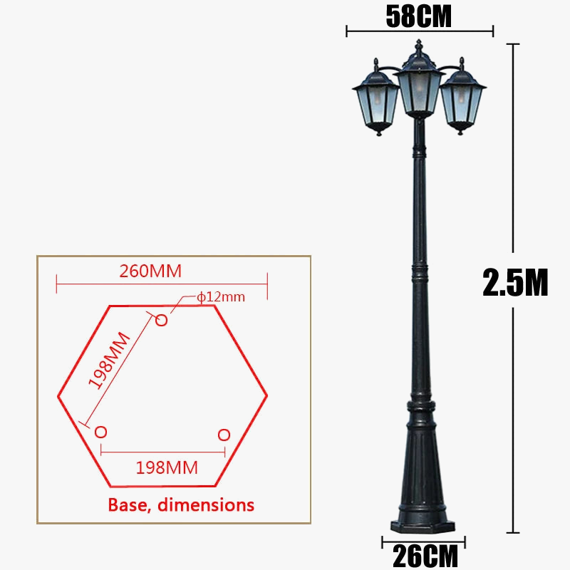lampadaire épais en aluminium pour éclairage extérieur jardin