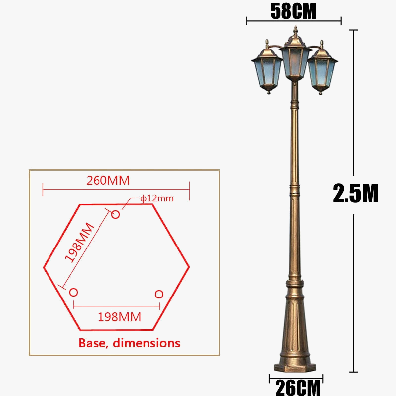 lampadaire épais en aluminium pour éclairage extérieur jardin