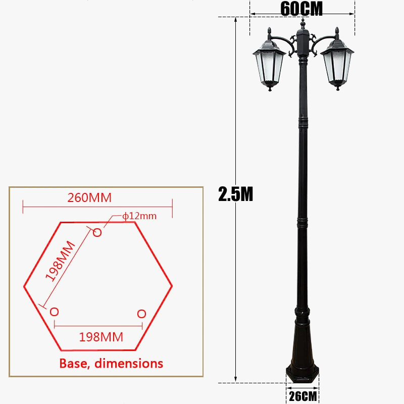lampadaire épais en aluminium pour éclairage extérieur jardin