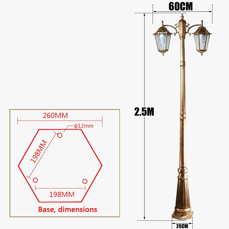 lampadaire épais en aluminium pour éclairage extérieur jardin
