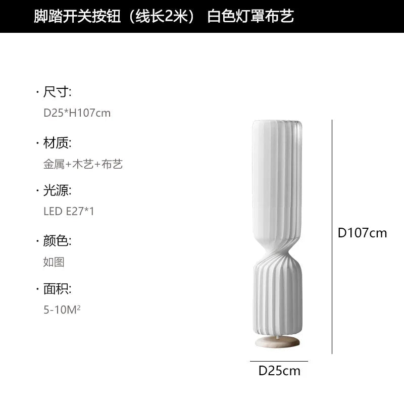 Lampadaire plissé nordique wabi sabi lampe en tissu blanc pour salon chambre Loft décor LED coin longue bande lumière sur pied